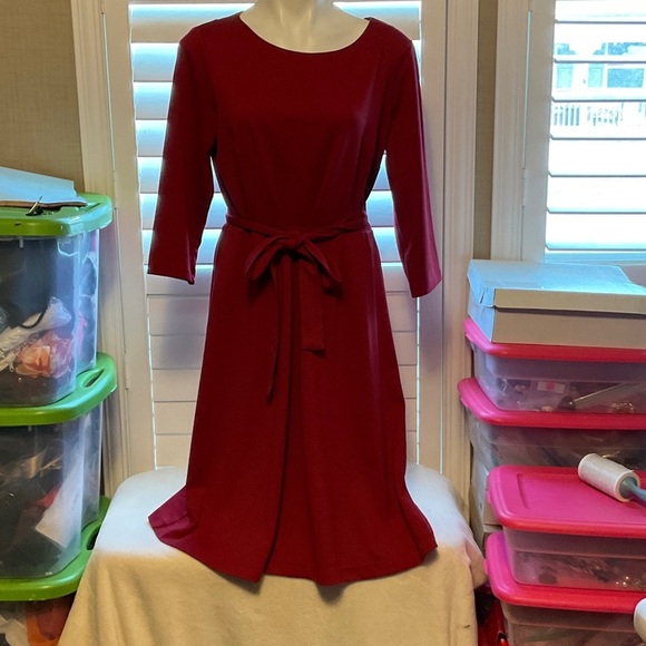 Croft & Barrow Rich Red Long Sleeve Dress - Picture 1 of 7